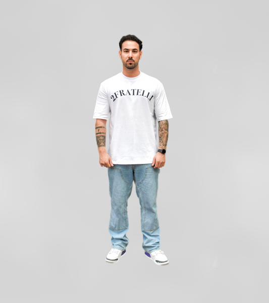2FRATELLI Oversized front print T-Shirt white (unisex) - 2FRATELLI