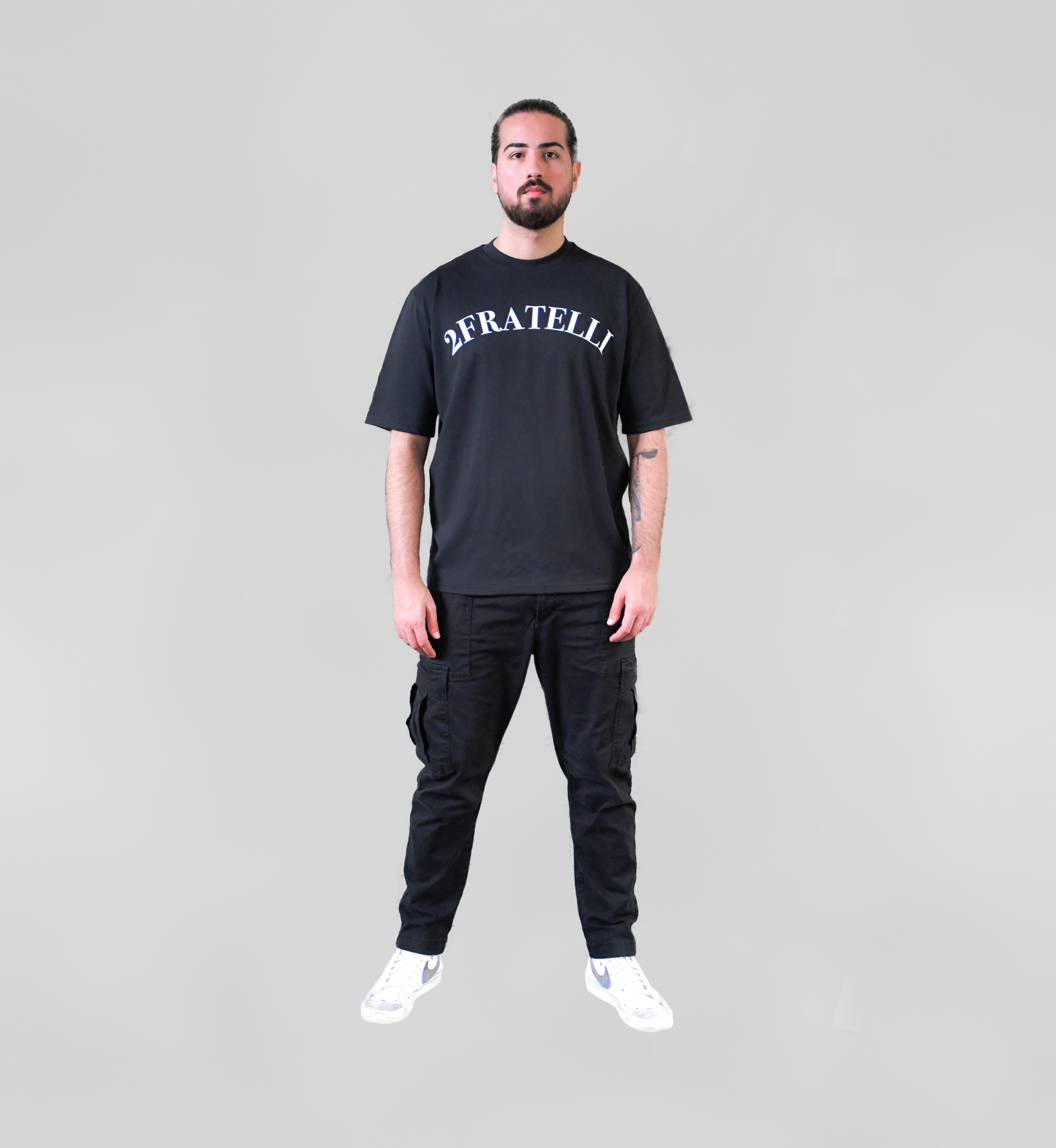 2FRATELLI Oversized front&back print T-Shirt black (unisex) - 2FRATELLI